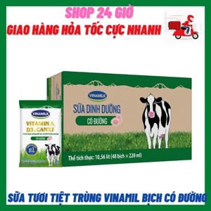 Sữa tươi tiệt trùng Vinamilk có đường thùng 12 hộp x 1L