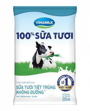 Sữa tươi tiệt trùng Vinamilk không đường dạng túi 200ml