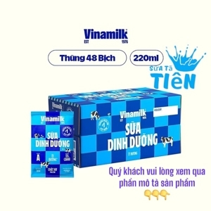 Sữa tươi Vinamilk ít đường 220ml - thùng 48 bịch