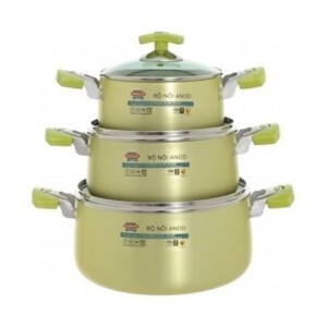 Bộ nồi Sunhouse SH8834 (SH-8834) - Bộ 3 nồi Anod