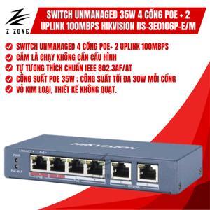 Switch cấp nguồn PoE 4 Port Hikvision DS-3E0106P-E/M
