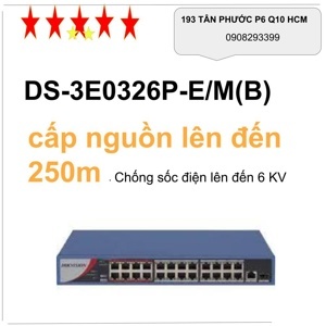 Switch cấp nguồn POE chuyên dụng Hikvision DS-3E0326P-E/M(B)