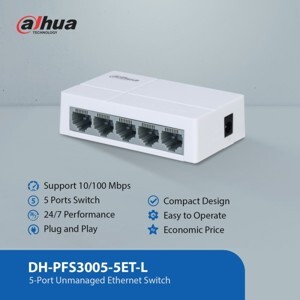 Switch Dahua DH-PFS3008-8ET-L - 8 port