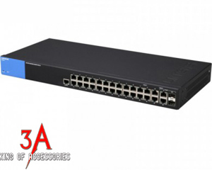 Switch mạng Linksys LGS528P có tính năng PoE và cổng SFP