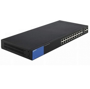 Switch mạng Linksys LGS528P có tính năng PoE và cổng SFP