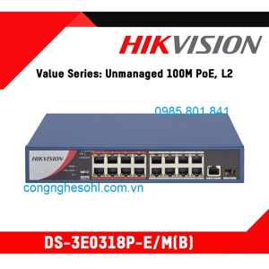 Switch POE Hikvision DS-3E0318P-E/M, 16 cổng