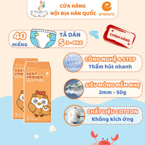 Tã bỉm dán nội địa Hàn Quốc Keep Friends Enblanc size S (3-8 kg) - 40 miếng/ bịch