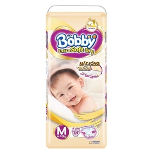 Tã dán Bobby Extra Soft Dry size M - 34 miếng