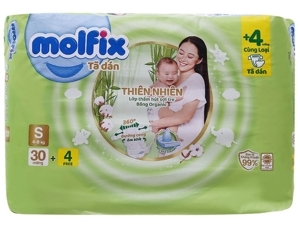 Tã dán Molfix thiên nhiên size S 30 miếng (cho bé 4 - 8kg)