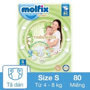 Tã dán Molfix thiên nhiên size S 80 miếng (cho bé 4 - 8kg)