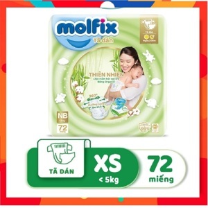 Tã dán Molfix thiên nhiên size NB 72 miếng (cho bé dưới 5kg)