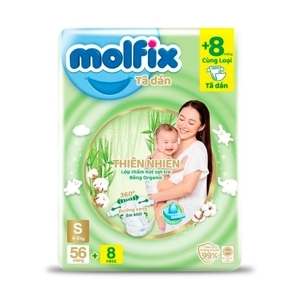 Tã dán Molfix thiên nhiên size S 56 miếng (cho bé 4 - 8kg)