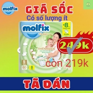 Tã dán Molfix thiên nhiên size S 56 miếng (cho bé 4 - 8kg)