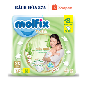 Tã dán Molfix thiên nhiên size NB 72 miếng (cho bé dưới 5kg)