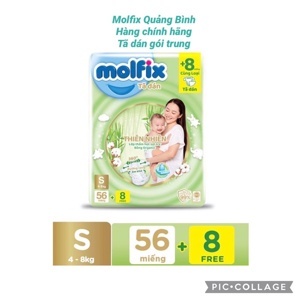 Tã dán Molfix thiên nhiên size S 56 miếng (cho bé 4 - 8kg)