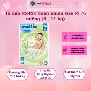 Tã dán Molfix thiên nhiên size M 76 miếng (cho bé 6 - 11kg)