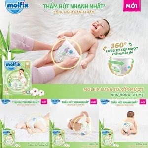 Tã dán Molfix thiên nhiên size S 30 miếng (cho bé 4 - 8kg)