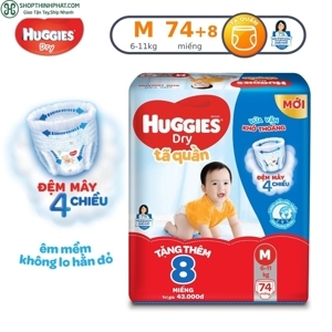 Tã quần Huggies Dry Super Jumbo size M - 74  miếng