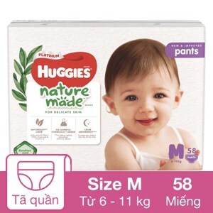 Tã quần Huggies Platinum Natural M 58 miếng (6 - 11kg)