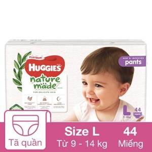 Tã quần Huggies Platinum Natural L 44 miếng (9 - 14kg)