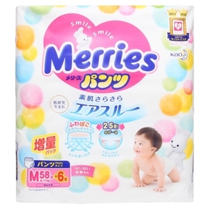 Tã quần Merries size M58 miếng (trẻ từ 6 - 11kg)