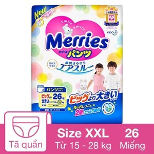 Tã quần Merries XXL26 - 26 miếng (dành cho trẻ từ 15-28kg)