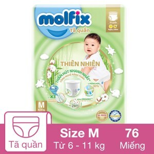 Tã quần Molfix thiên nhiên size M 76 miếng (cho bé 6 - 11kg)