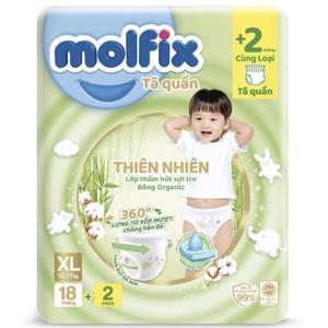 Tã quần Molfix thiên nhiên size XL 18 miếng (cho bé 12 - 17kg)
