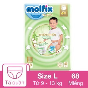 Tã quần Molfix thiên nhiên size L 68 miếng (cho bé 9 - 13kg)