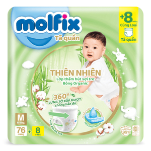 Tã quần Molfix thiên nhiên size M 76 miếng (cho bé 6 - 11kg)