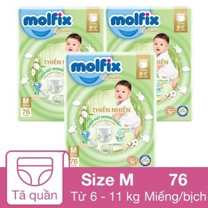 Tã quần Molfix thiên nhiên size M 76 miếng (cho bé 6 - 11kg)