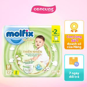 Tã quần Molfix thiên nhiên size M 22 miếng (cho bé 6 - 11kg)