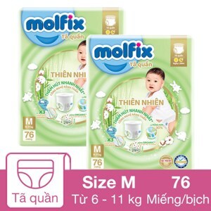 Tã quần Molfix thiên nhiên size M 76 miếng (cho bé 6 - 11kg)