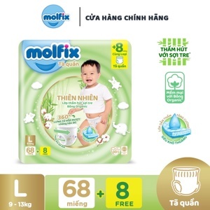 Tã quần Molfix thiên nhiên size XL 62 miếng (cho bé 12 - 17kg)