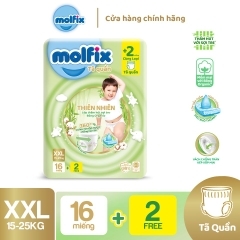 Tã quần Molfix thiên nhiên size XXL 16 miếng (cho bé 15 - 25kg)