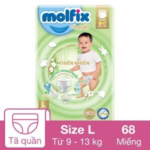 Tã quần Molfix thiên nhiên size L 68 miếng (cho bé 9 - 13kg)