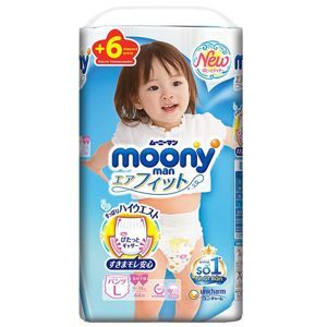 Tã quần Moony cho bé gái size L 44 miếng (trẻ từ 9 - 14kg)