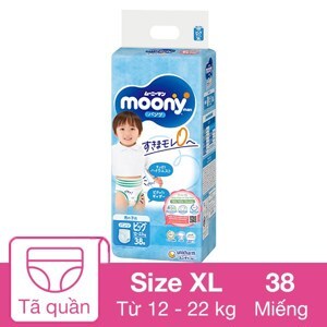 Tã quần cho bé trai Moony size XL 38 miếng (trẻ từ 12 - 17kg)