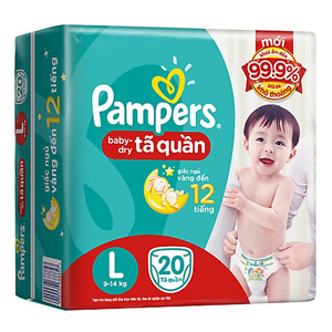 Tã quần Pampers size L 20 miếng (trẻ từ 9 - 15kg)