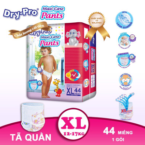 Tã/bỉm quần Dry-Pro siêu thấm hút Malaysia size XXL (15kg - 25kg) - Gói 14 miếng