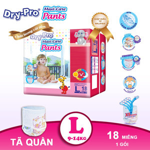 Tã/bỉm quần Dry-Pro siêu thấm hút Malaysia size XXL (15kg - 25kg) - Gói 14 miếng