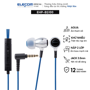 Tai nghe Elecom Aqua nhét tai có mic EHP-BS100 (BS100SV/ BS100BK)