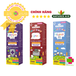Tăng Vitamin C và kẽm Natures Aid Immune Plus - 50ml (bé từ 3 tháng)