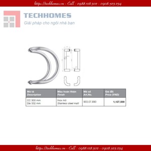 Tay nắm cửa kính Hafele 903.07.890