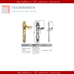 Tay nắm đế dài cổ điển Hafele 901.98.951