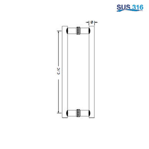 Tay nắm kéo chữ H 1200mm Inox 316 Hafele 903.01.846