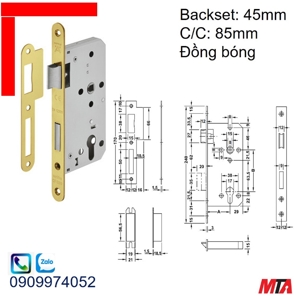 Thân khóa lưỡi gà chốt chết màu đồng bóng PVD Hafele 911.02.069