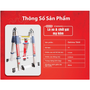 Thang nhôm rút đôi chữ A Oshima TA-44 - 4.4 mét