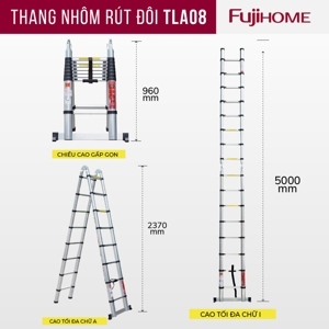 Thang nhôm rút gọn (chữ A) Fujihome TLA08