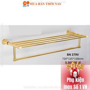 Thanh treo khăn đa năng inox 304 mạ vàng BN 279V